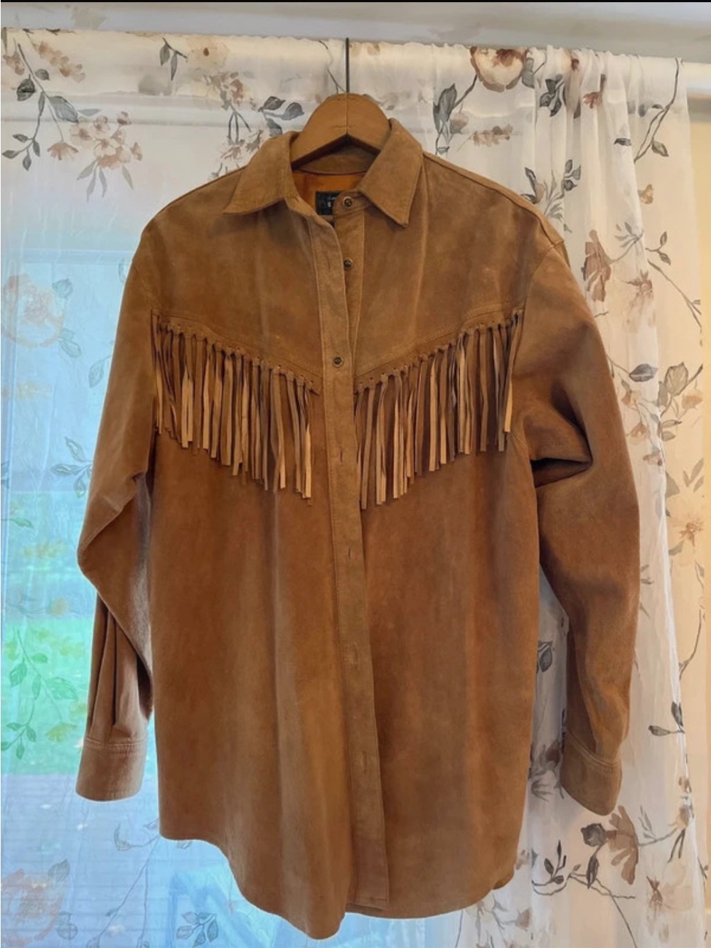Rare vintage Fringe Suede Shirt Jacket - Tan